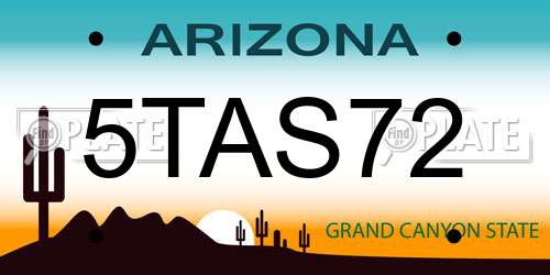 5TAS72 Arizona License Plate