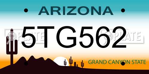 5TG562 Arizona License Plate