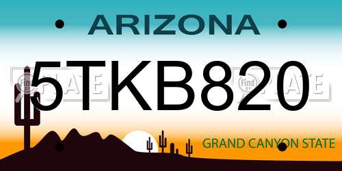5TKB820 Arizona License Plate