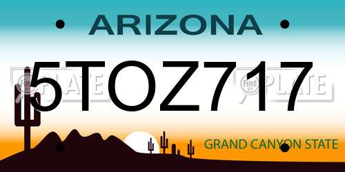 5TOZ717 Arizona License Plate