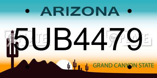 5UB4479 Arizona License Plate
