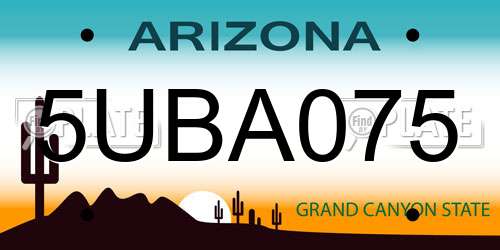 5UBA075 Arizona License Plate