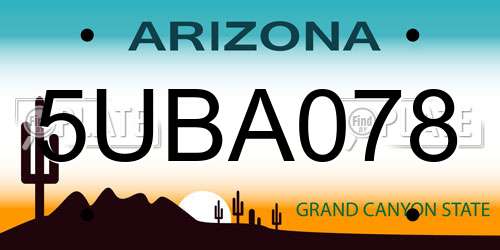 5UBA078 Arizona License Plate
