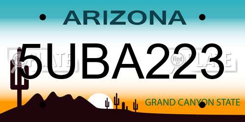 5UBA223 Arizona License Plate