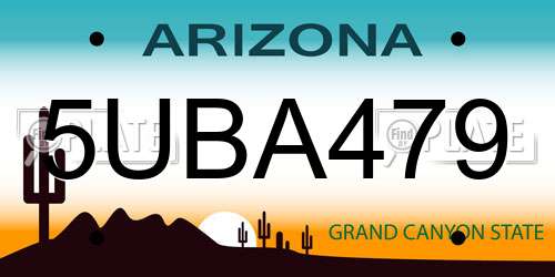 5UBA479 Arizona License Plate