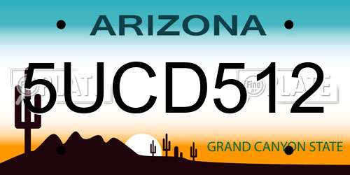5UCD512 Arizona License Plate