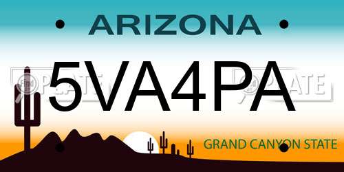 5VA4PA Arizona License Plate