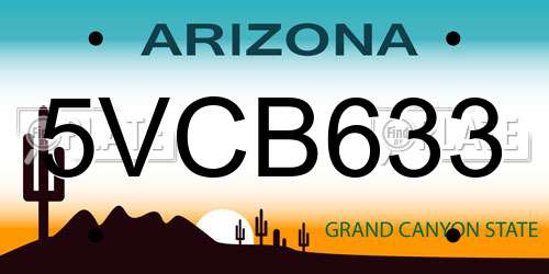 5VCB633 Arizona License Plate