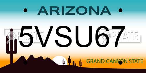 5VSU67 Arizona License Plate