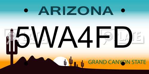 5WA4FD Arizona License Plate