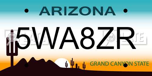 5WA8ZR Arizona License Plate