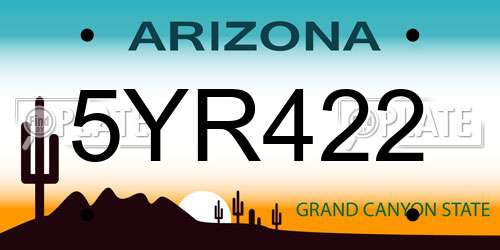 5YR422 Arizona License Plate