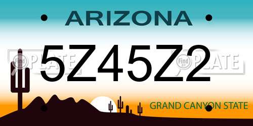 5Z45Z2 Arizona License Plate