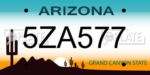 5ZA577 Arizona License Plate