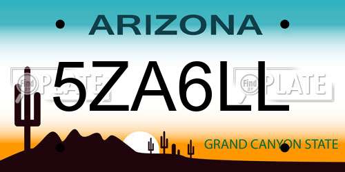 5ZA6LL Arizona License Plate