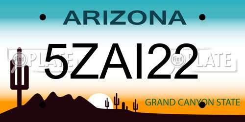 5ZAI22 Arizona License Plate