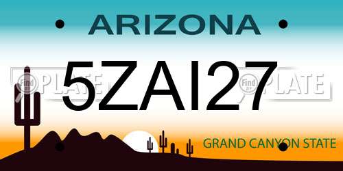 5ZAI27 Arizona License Plate