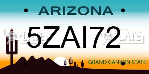 5ZAI72 Arizona License Plate