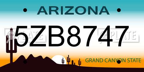 5ZB8747 Arizona License Plate