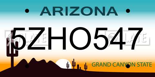 5ZHO547 Arizona License Plate