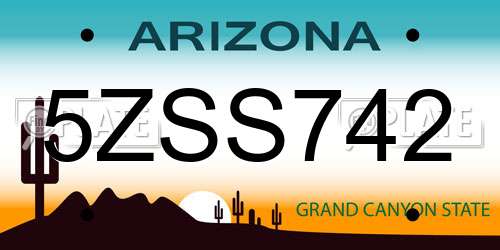5ZSS742 Arizona License Plate