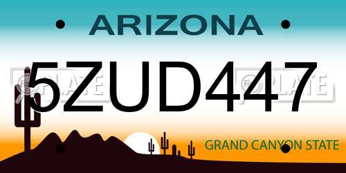 5ZUD447 Arizona License Plate
