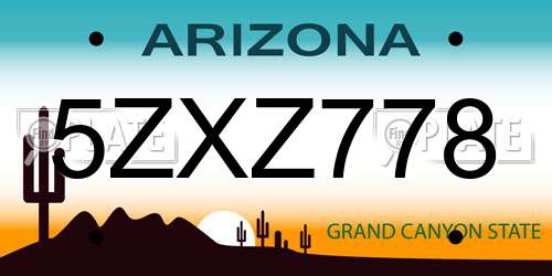 5ZXZ778 Arizona License Plate