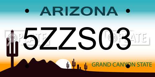5ZZS03 Arizona License Plate