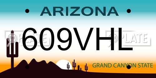 609VHL Arizona License Plate