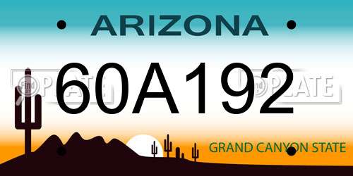 60A192 Arizona License Plate