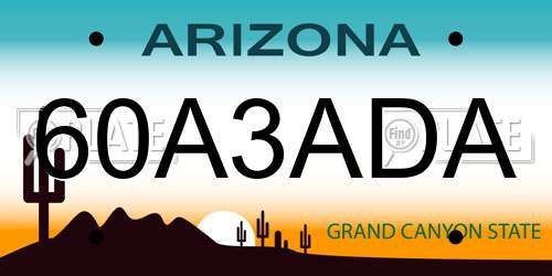 60A3ADA Arizona License Plate