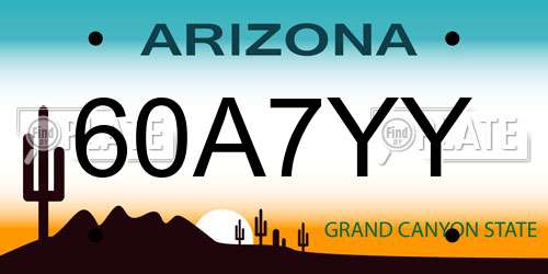 60A7YY Arizona License Plate