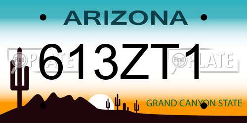 613ZT1 Arizona License Plate