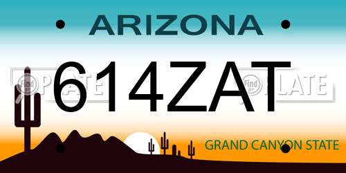 614ZAT Arizona License Plate