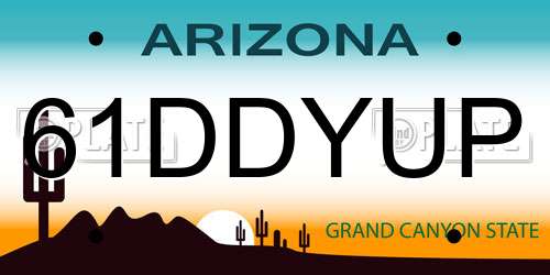 61DDYUP Arizona License Plate