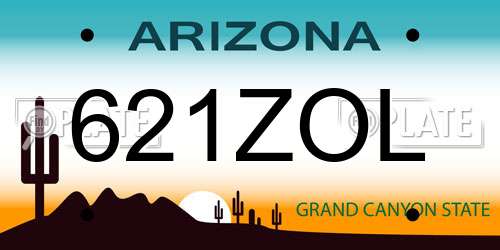 621ZOL Arizona License Plate