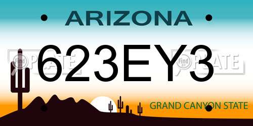 623EY3 Arizona License Plate