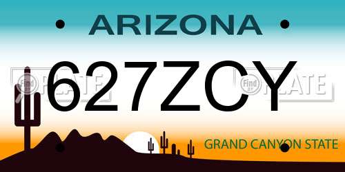 627ZCY Arizona License Plate
