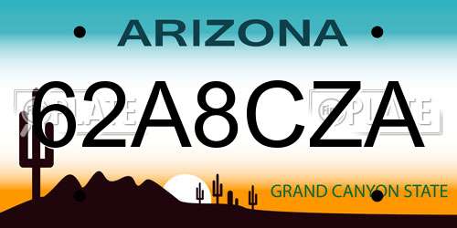 62A8CZA Arizona License Plate