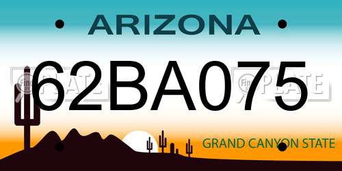 62BA075 Arizona License Plate