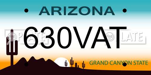 630VAT Arizona License Plate
