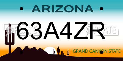 63A4ZR Arizona License Plate