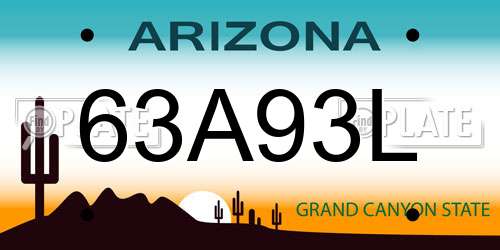 63A93L Arizona License Plate