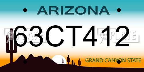 63CT412 Arizona License Plate
