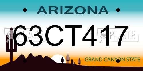 63CT417 Arizona License Plate