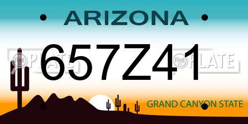657Z41 Arizona License Plate