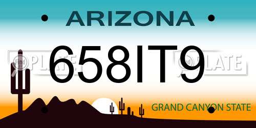 658IT9 Arizona License Plate