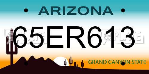 65ER613 Arizona License Plate