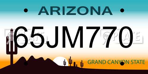 65JM770 Arizona License Plate