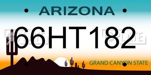 66HT182 Arizona License Plate
